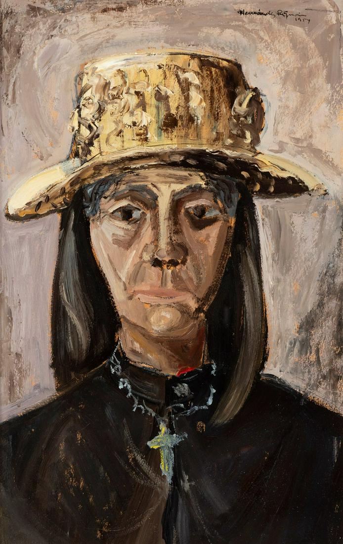 JOAN HERNÃNDEZ PIJUAN (Barcelona, 1931 - 2005). Untitled. 1954. Oil on paper. Signed and dated in: JOAN HERNÃNDEZ PIJUAN (Barcelona, 1931 - 2005). Untitled. 1954. Oil on paper. Signed and dated in the upper right corner. Measurements: 43 x 26.5 cm; 60 x 44 cm (frame). Early work of HernÃ¡ndez Pi