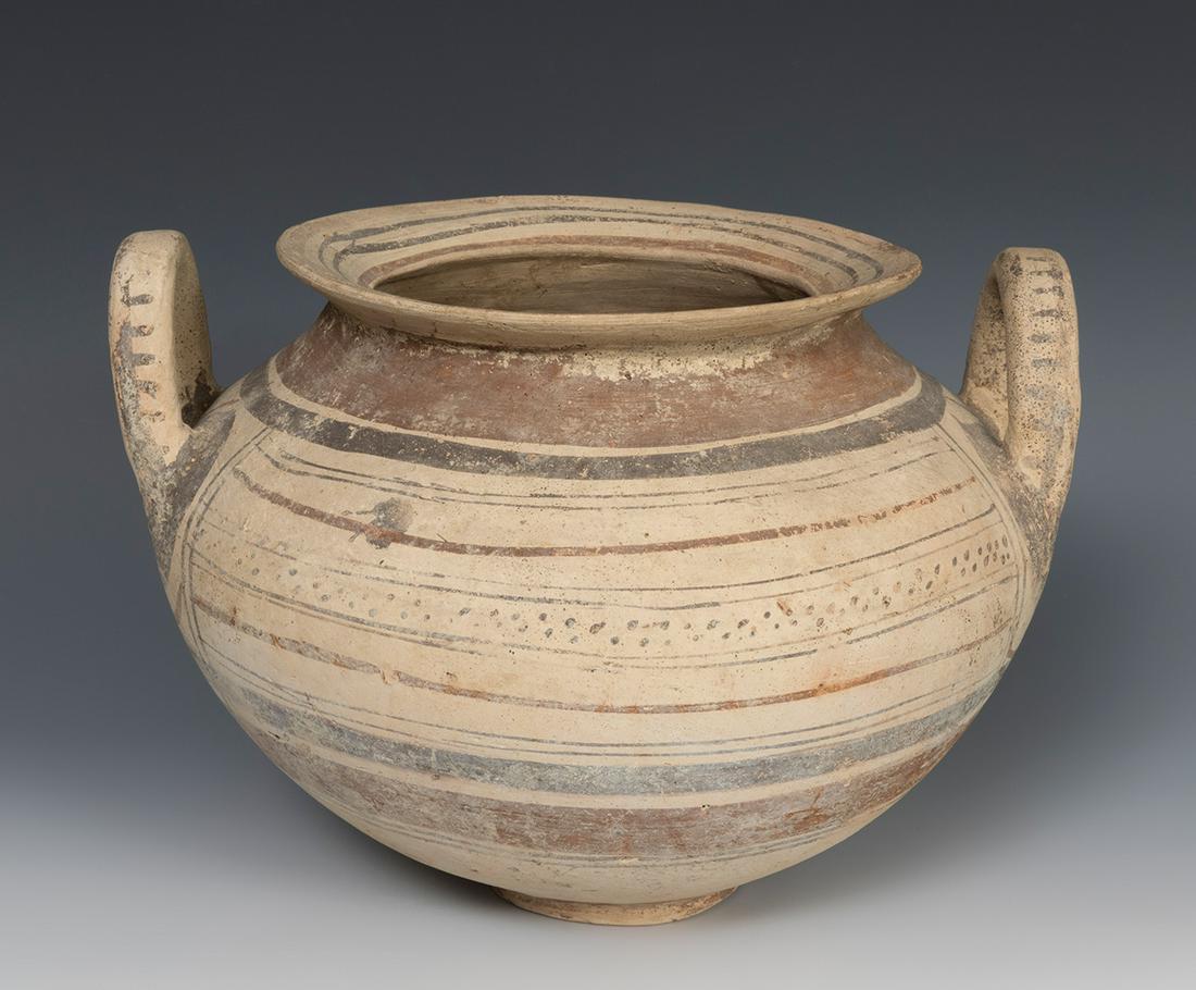 Cooking pot; Messapia, Southern Italy, 4th century B.C. polychrome terracotta, It has superficial (1 of 7)
