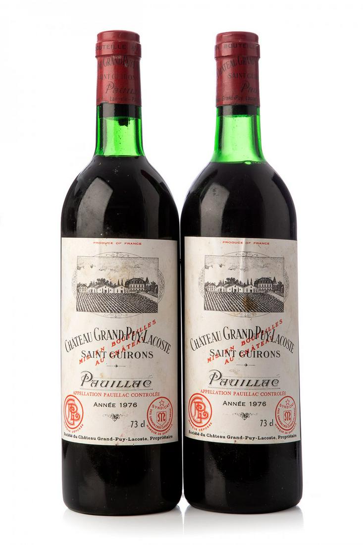 Two bottles ChÃ¢teau Grand-Puy-Lacoste 1976, Pauillac, France. Category: red wine. 75 cl. Level:: Two bottles ChÃ¢teau Grand-Puy-Lacoste 1976, Pauillac, France. Category: red wine. 75 cl. Level: D/C. The history of Grand-Puy-Lacoste is fascinating in many ways. It is a family saga dating back to