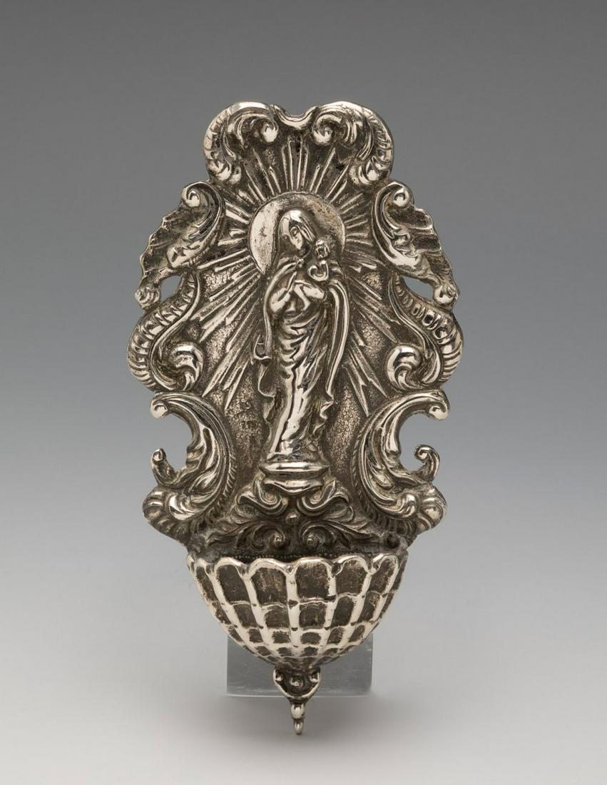 Holy water stoup of the 18th century. Silver.  With hallmarks. (1 of 4)