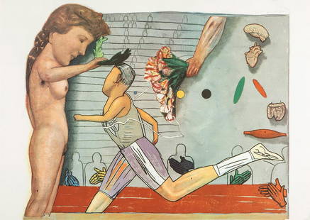 PAT ANDREA (The Hague, The Netherlands, 1942). Untitled, 1992, from the series "Olympic Suite".: PAT ANDREA (The Hague, The Netherlands, 1942). Untitled, 1992, from the series "Olympic Suite". Lithograph on 270 grams Vélin d'Arches paper, copy 108/250. Signed and justified by hand. Size: 63 x