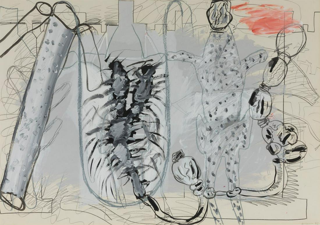 LUIS GORDILLO (Seville, 1934). Untitled, 1982. Mixed technique on paper. Signed and dated in the: LUIS GORDILLO (Seville, 1934). Untitled, 1982. Mixed media on paper. Signed and dated in the lower right-hand corner. Provenance: private collection conceived since the 1970s between London and Madrid