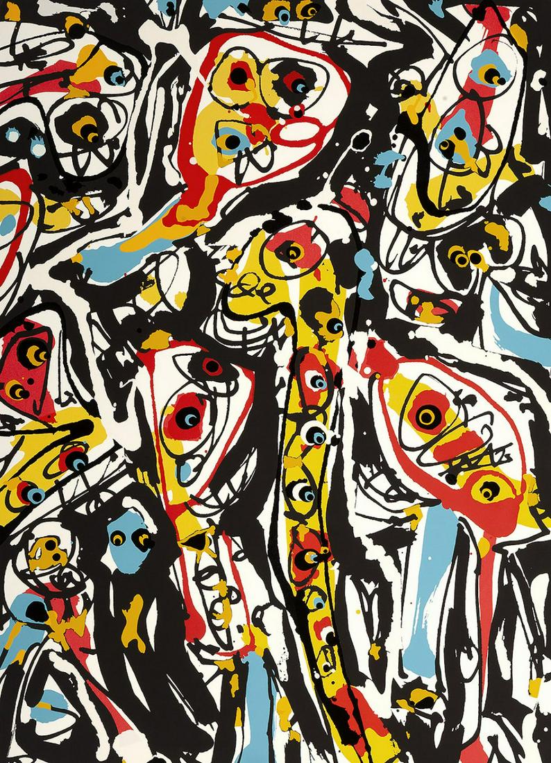 ANTONIO SAURA (Huesca, 1930 â€“ Cuenca, 1998). â€œCocktail partyâ€, 1983. Silkscreen on paper.: ANTONIO SAURA (Huesca, 1930 - Cuenca, 1998). "Cocktail party", 1983. Silkscreen on paper. Final art / colour proof. Published by the Ibero-Swiss printing house. Work catalogued in the book "Fora de Se