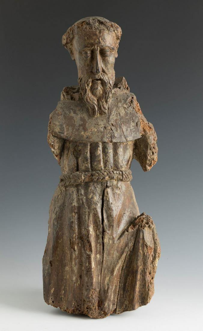 Spanish school of the 15th century.  "San Francisco".  Wood carving. (1 of 5)