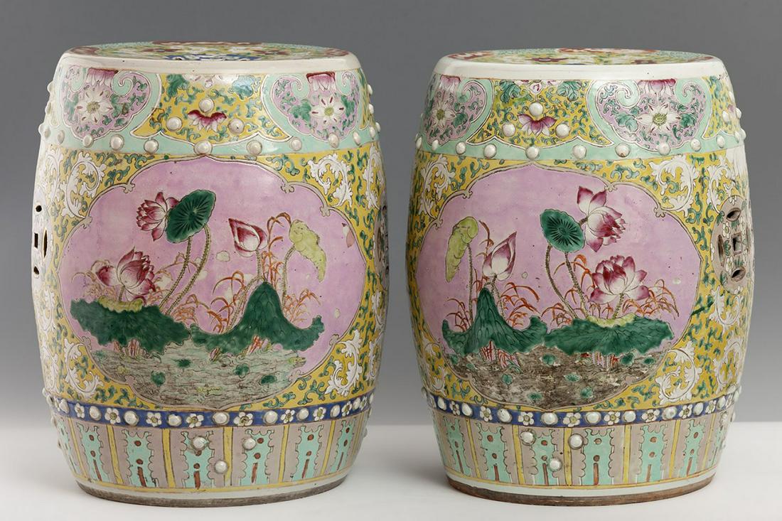 Pair of garden stools. China, late 19th/early 20th century. Glazed porcelain. (1 of 6)