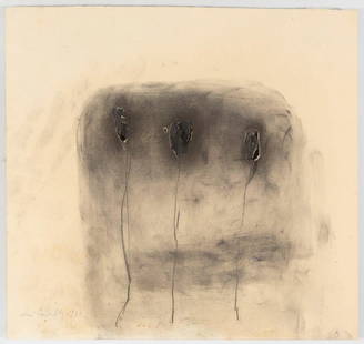 PIERO PIZZI CANNELLA (Italy, 1955). "Fiori", 1991. Mixed media on paper. Signed and dated in the: PIERO PIZZI CANNELLA (Italy, 1955). "Fiori", 1991. Mixed media on paper. Signed and dated in the lower left corner. Provenance: galleria Eva Menzio, Turin. Size: 28 x 29 cm; 41,5 x 43 cm (frame). Pier