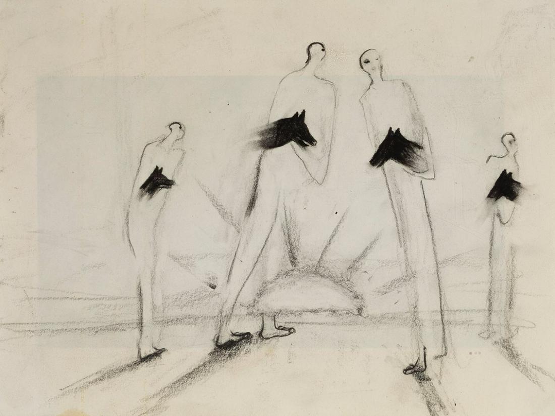 ENZO CUCCHI (Morro d'Alba, Ancona, 1949). "Untitled_16", 1990. Charcoal on paper. Signed, dated and: ENZO CUCCHI (Morro d'Alba, Ancona, 1949). "Untitled_16", 1990. Charcoal on paper. Signed, dated and hand-located on the back. Provenance: Joan Prats Gallery. With label on the back. Size: 18 x 24 cm;