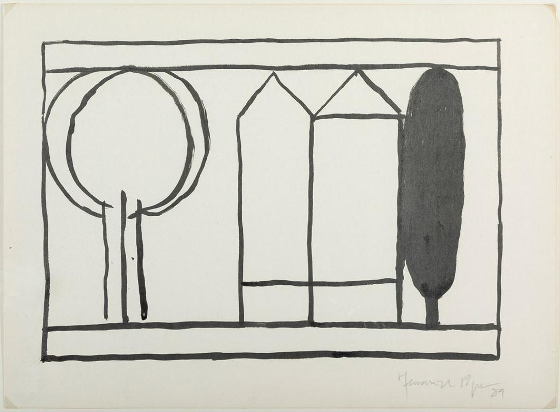 JOAN HERNÃNDEZ PIJUAN (Barcelona, 1931 - 2005). "Cases i arbres", 1989. Ink on paper. Signed in: JOAN HERNÃNDEZ PIJUAN (Barcelona, 1931 - 2005). "Cases i arbres", 1989. Ink on paper. Signed in the lower right corner. Size: 33 x 45 cm; 54 x 66 cm (frame). Joan HernÃ¡ndez Pijuan began his traini