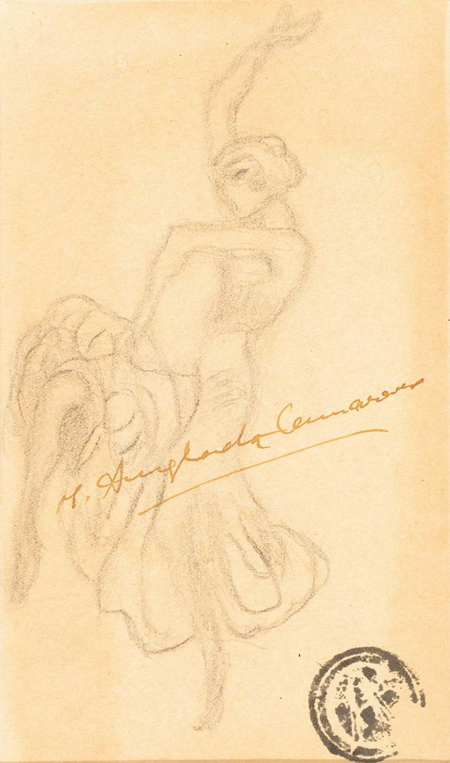 HERMENEGILDO ANGLADA CAMARASA (Barcelona, 1871 - PollenÃ§a, Mallorca, 1959). "Dancer". Pencil on: HERMENEGILDO ANGLADA CAMARASA (Barcelona, 1871 - PollenÃ§a, Mallorca, 1959). "Dancer". Pencil on paper. Signed. Size: 14 x 8 cm; 23 x 17 cm (frame). Anglada Camarasa is one of the leading names in m