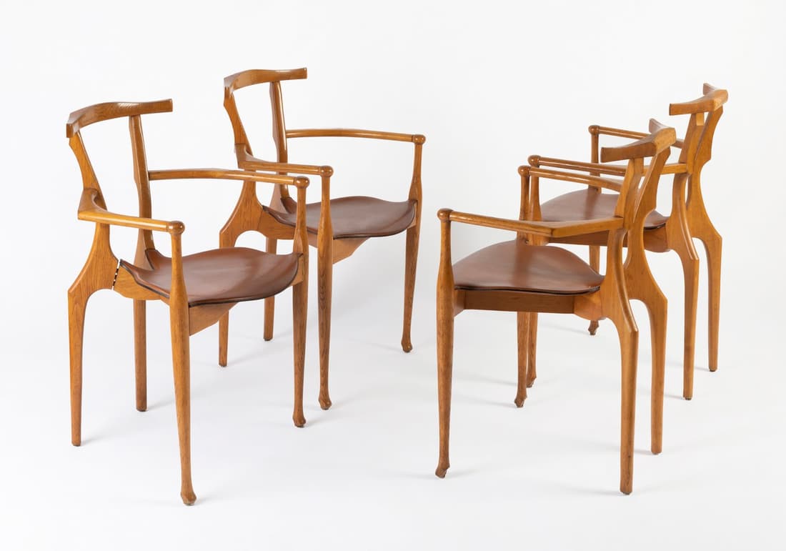 Ã“SCAR TUSQUETS I BLANCA (Barcelona, 1941) for CARLOS JANÃ‰, 1980s. Set of four "Gaulino" chairs. (1 of 7)