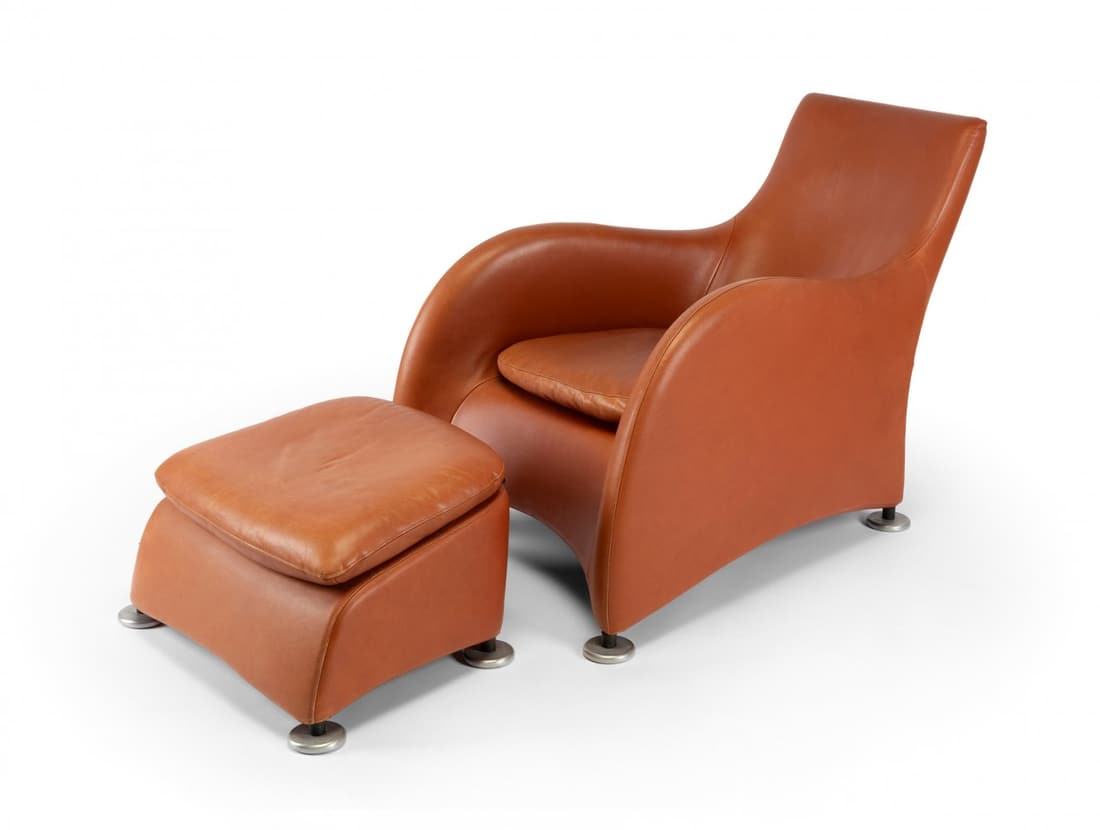 GERARD VAN DEN BERG (Holanda, 1947) para MONTIS. Butaca â€œLogeâ€ y reposapiÃ©s, aÃ±os 80. Tapizado (1 of 5)