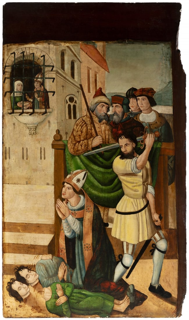 Spanish school, second third of the 16th century. "The Beheading of Saint Blaise". Oil on panel. It (1 of 6)
