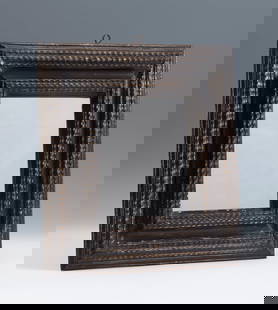Dutch style frame with mirror, 19th century. Frame in carved and ebonized wood. Mirror of the: Dutch style frame with mirror, 19th century. Frame in carved and ebonised wood. Mirror of the 20th century. It presents some lack of polychromy. Measurements: 41 x 37 cm. Dutch-style rectangular frame
