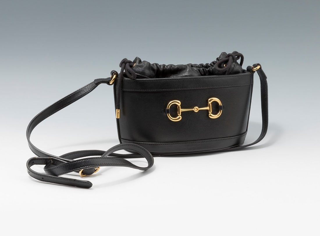GUCCI.  Horsebit shoulder bag.  In black calfskin leather. Horsebit detail on the front in golden (1 of 6)