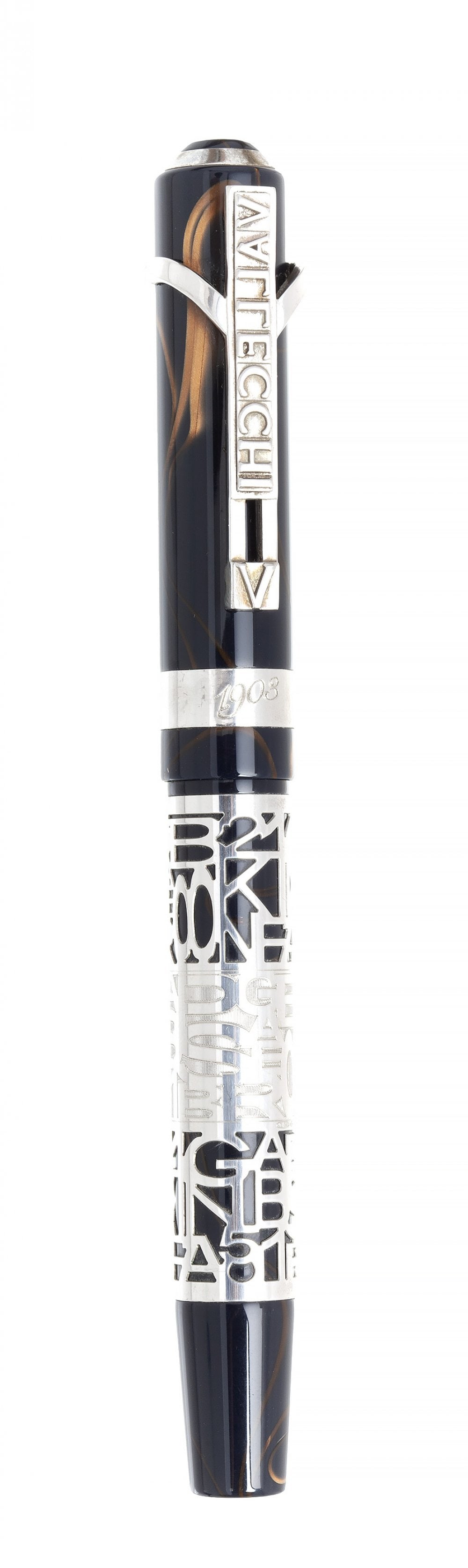 VISCONTI â€œVALLECHI 1903â€ FOUNTAIN PEN. Black resin body and silver details. Limited edition. (1 of 2)