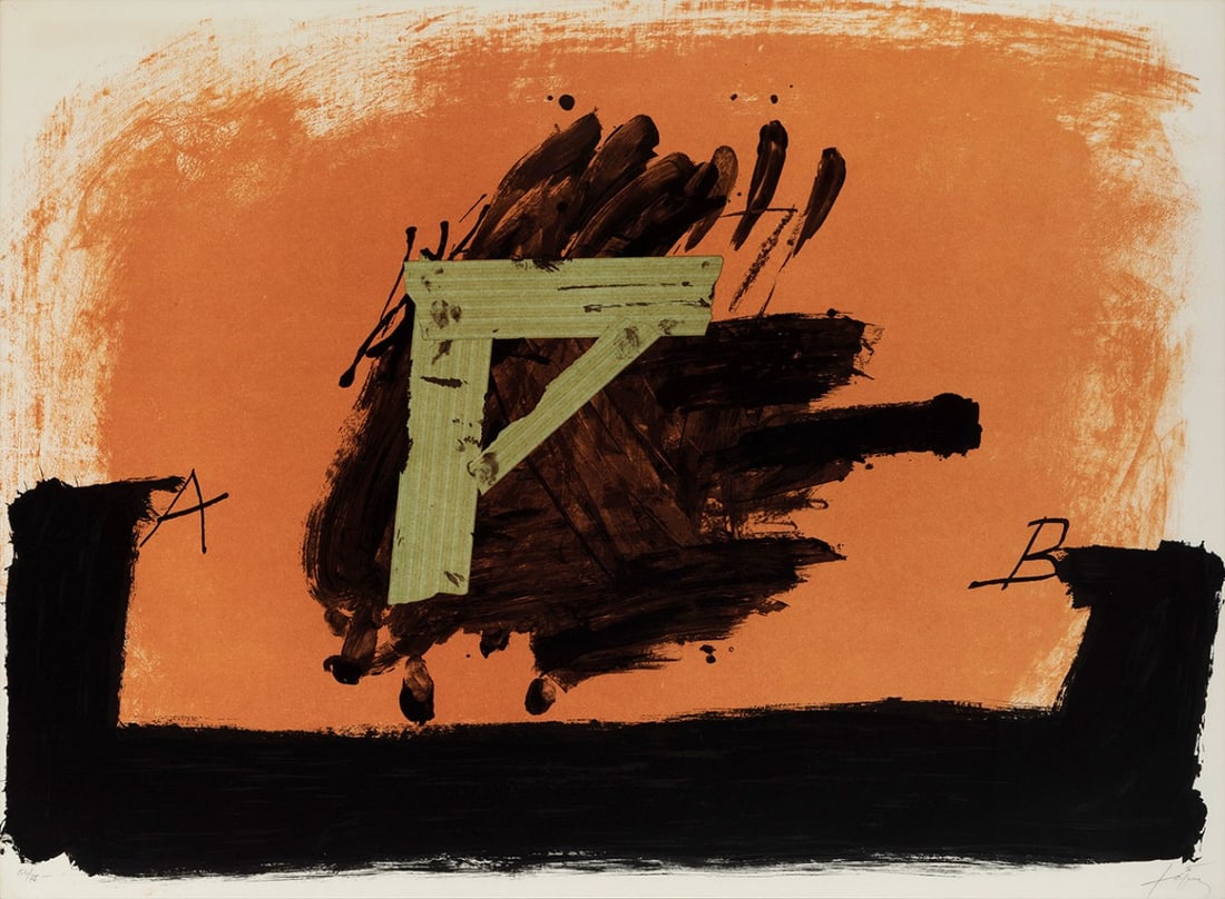 ANTONI TAPIES (Barcelona, 1923-2012) "Composition", 1976. Lithograph in several inks on "Filigrana (1 of 6)