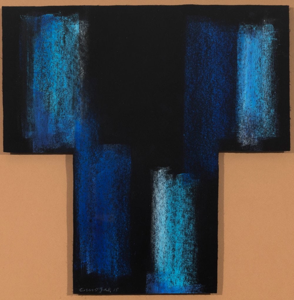 RAFAEL CANOGAR (Toledo, 1935). â€œNocturneâ€, 2018. Oil stick on silk. This piece belongs to the: RAFAEL CANOGAR (Toledo, 1935). "Nocturne", 2018. Oil on silk. This piece belongs to the Kimono Joya collection. Signed and dated in the lower left corner. Size: 38 x 39 cm; 53 x 53 cm (frame). This wo