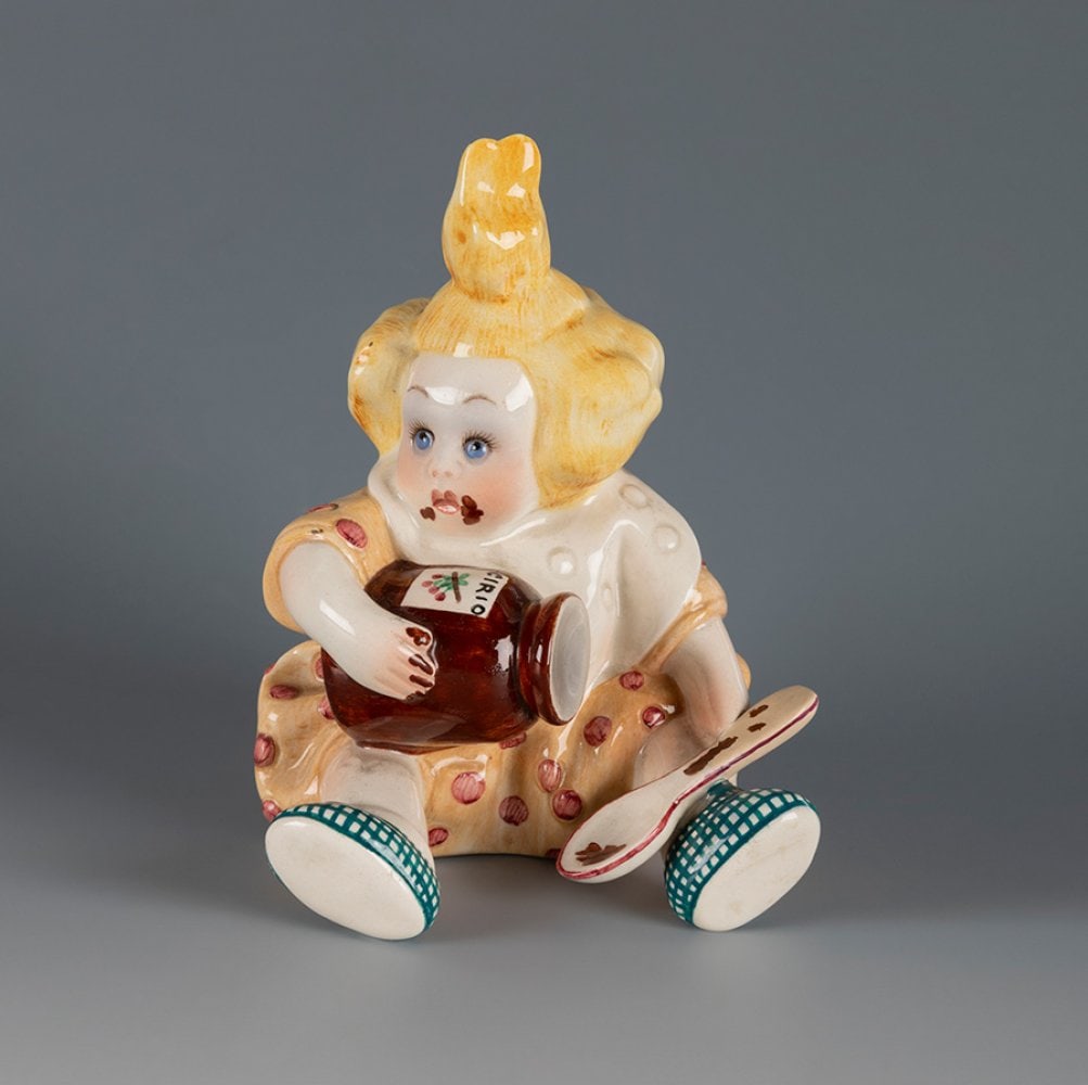 LENCI (Turin, d. 1919-1940's).  "Seated Girl with a Jar of Marmalade", 1937.  Hand-painted ceramic (1 of 5)