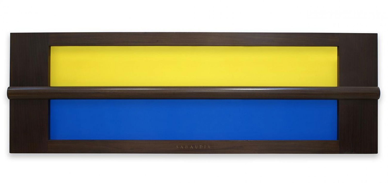 GERHARD MERZ (Germany, 1947) "Sabaudia" 1985-1986. Oil on canvas and bronze on wood.: GERHARD MERZ (Germany, 1947) "Sabaudia" 1985-1986. Oil on canvas and bronze on wood. Measurements: 91,4 x 279,5 cm. Gerhard Merz developed a novel pictorial concept: he conceived the "painting" as an