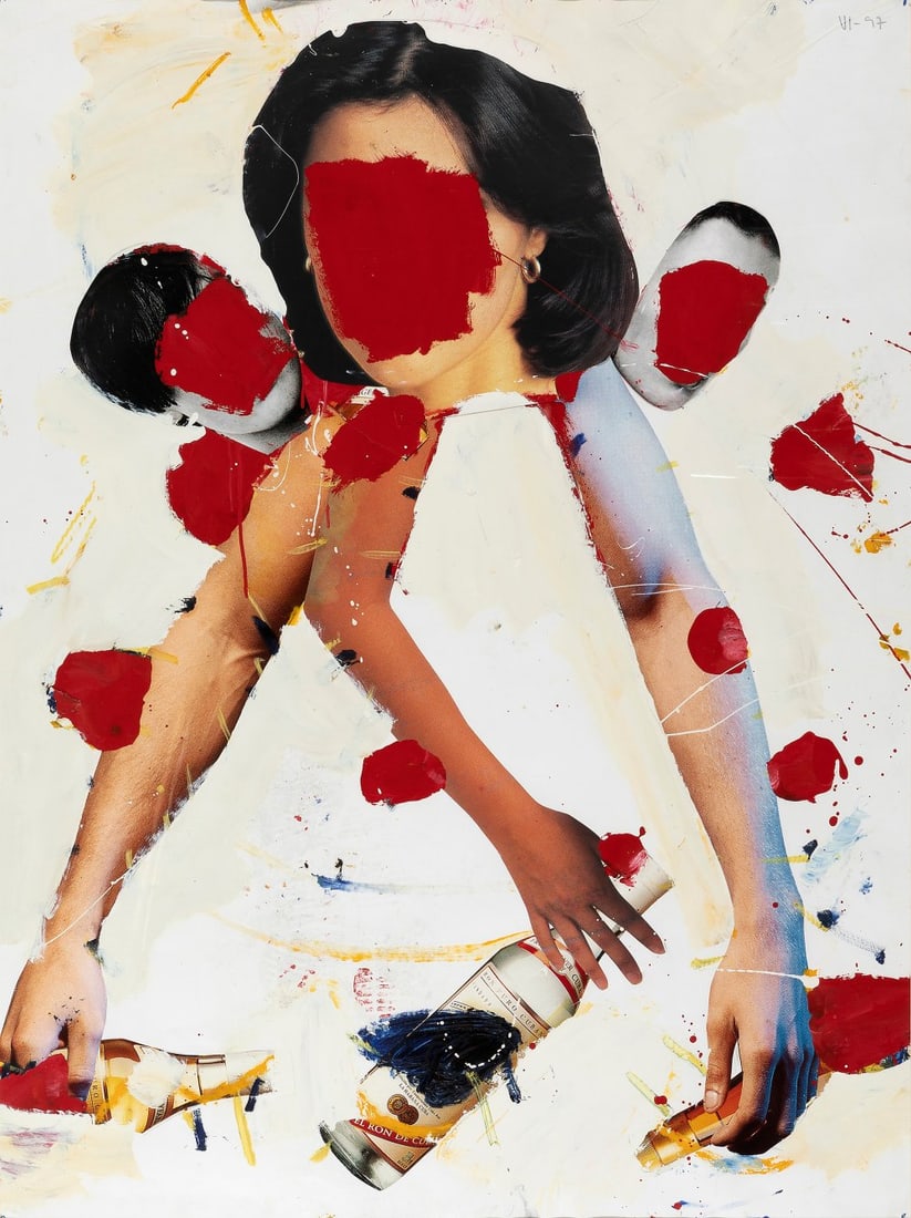 JORGE GALINDO (Madrid, 1965). Untitled, 1997. Painting on photomontage. With Soledad Lorenzo Gallery: JORGE GALINDO (Madrid, 1965). Untitled, 1997. Painting on photomontage. With Soledad Lorenzo Gallery label on the back. Provenance: Important Spanish Collection. Dated on the front. Size: 160 x 120 cm