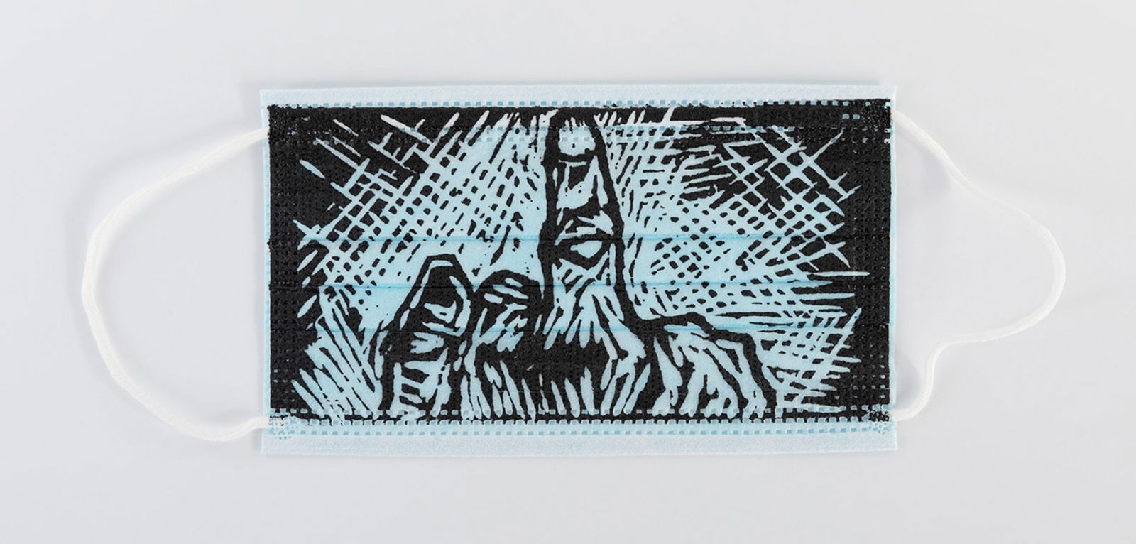 AI WEIWEI (Beijing, 1957). "Mask with middle finger". 2020 Print on mask.  In original envelope and (1 of 4)