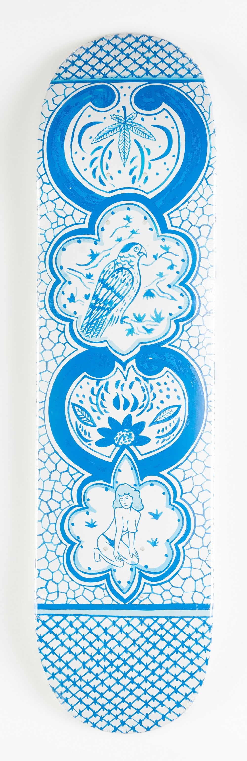 EDUARDO SARABIA (Los Angeles, 1976) for Fake. "Ceramic". Skateboard. Screen-printed wood. Limited: EDUARDO SARABIA (Los Angeles, 1976) for Fake. "Ceramic". Skateboard. Screen-printed wood. Limited edition of 250 copies. Measurements: 80 x 20 cm. Eduardo Sarabia humorously mixes heroic symbolism, wh