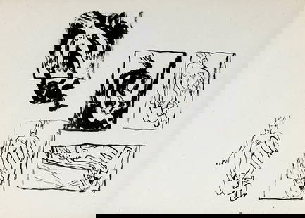 MIQUEL BARCELÓ ARTIGUES (Felanitx, Mallorca, 1957). "Collection trip to Vienna", 1982. Ink on: MIQUEL BARCELÓ ARTIGUES (Felanitx, Mallorca, 1957). "Collection trip to Vienna", 1982. Ink on paper. Attached certificate of authenticity issued by Estrany de la Mota. Provenance: Acquired from the h