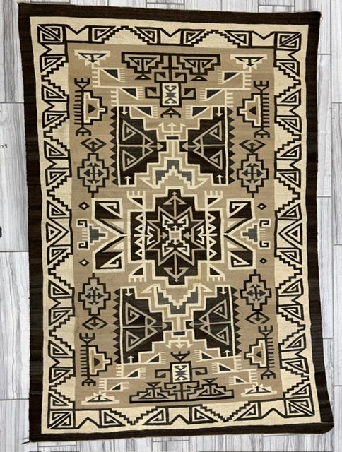 Vintage Navajo Two Grey Hills Style Weaving (1 of 4)