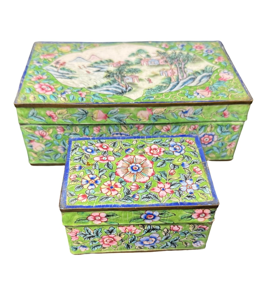 Late Qing Dynasty Canton Enamel Trinket Box Assortment (1 of 5)