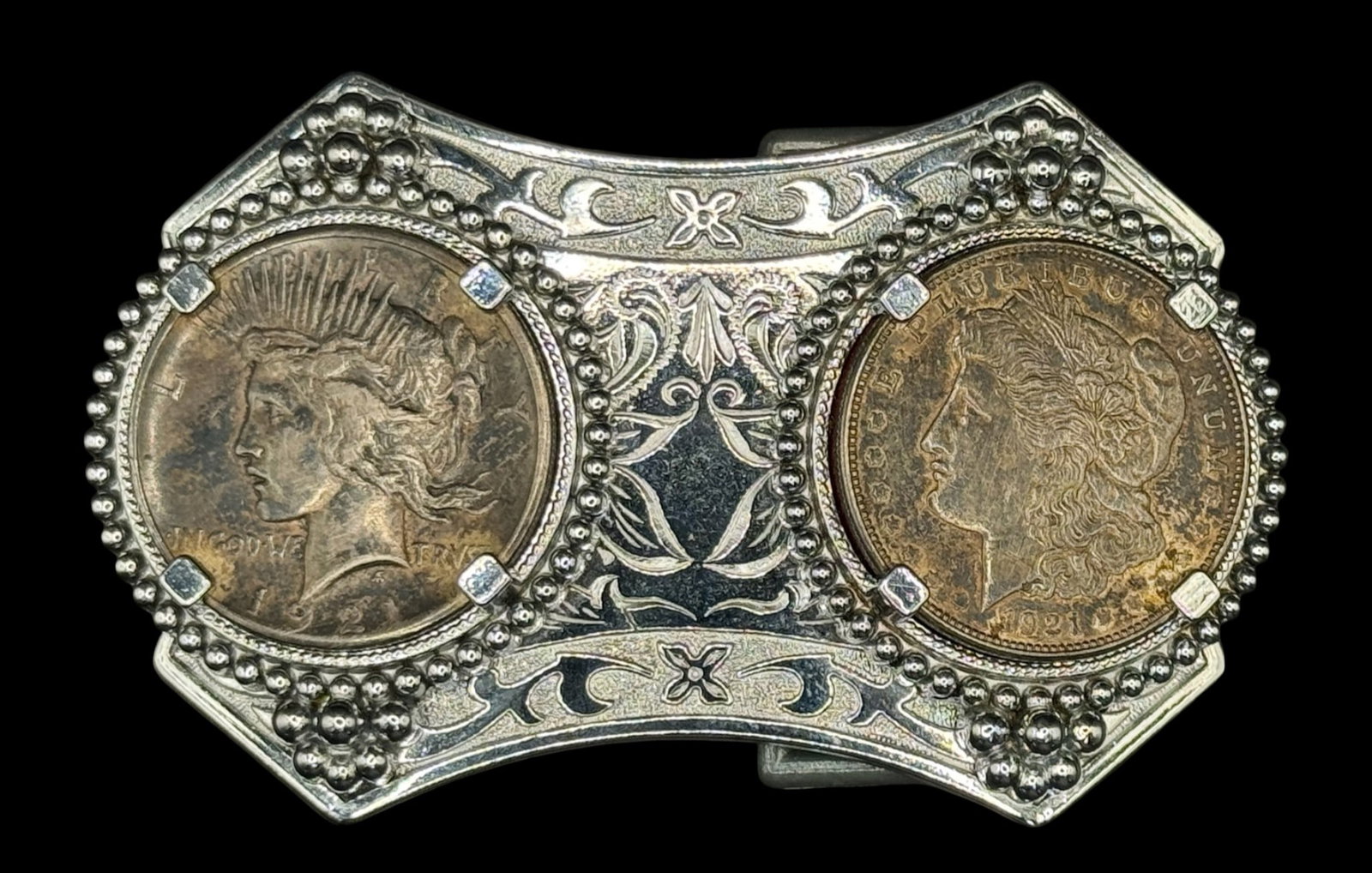 Belt Buckle with Two Silver Dollar Coins (1 of 8)