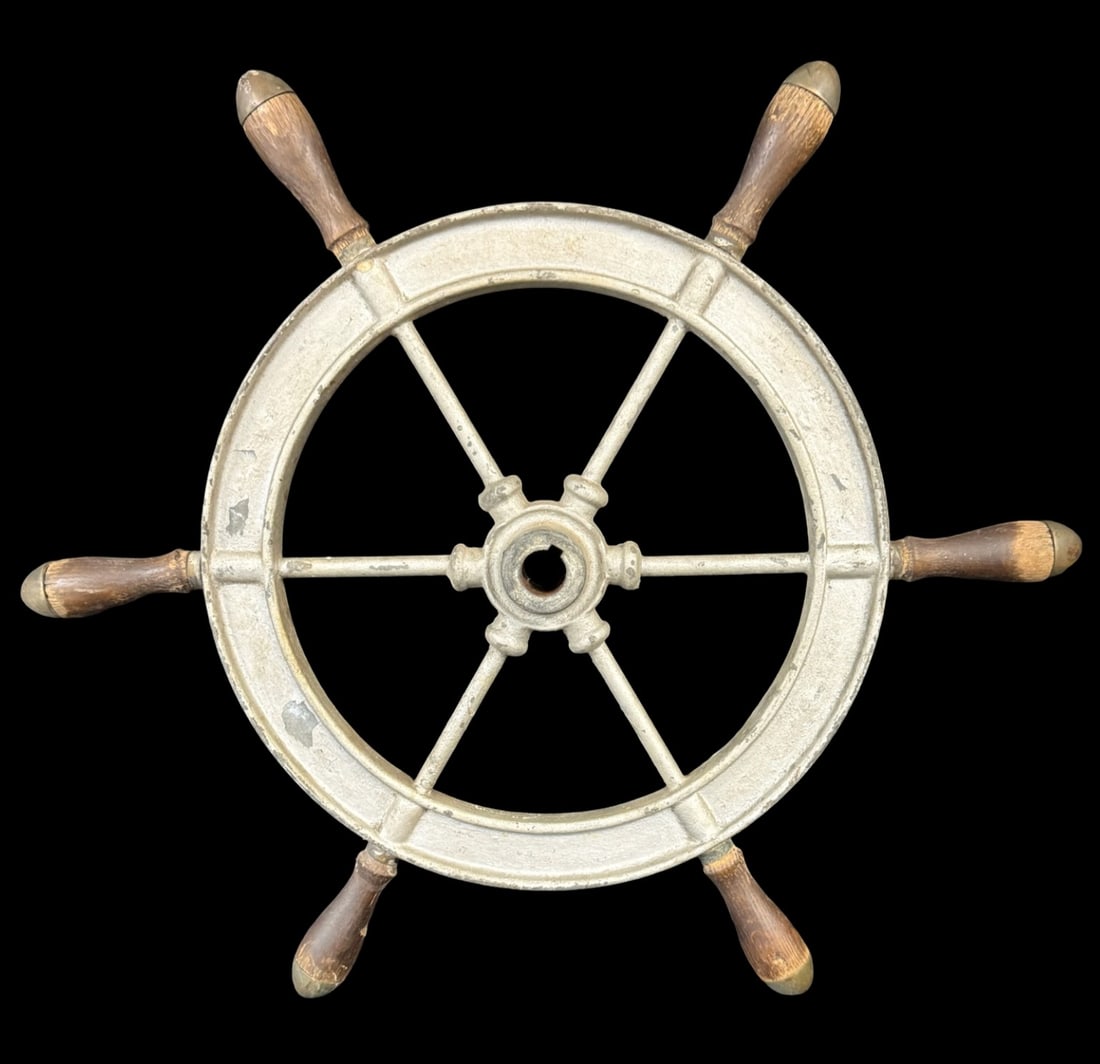 Vintage Metal Ships Helm and Wheel (1 of 3)