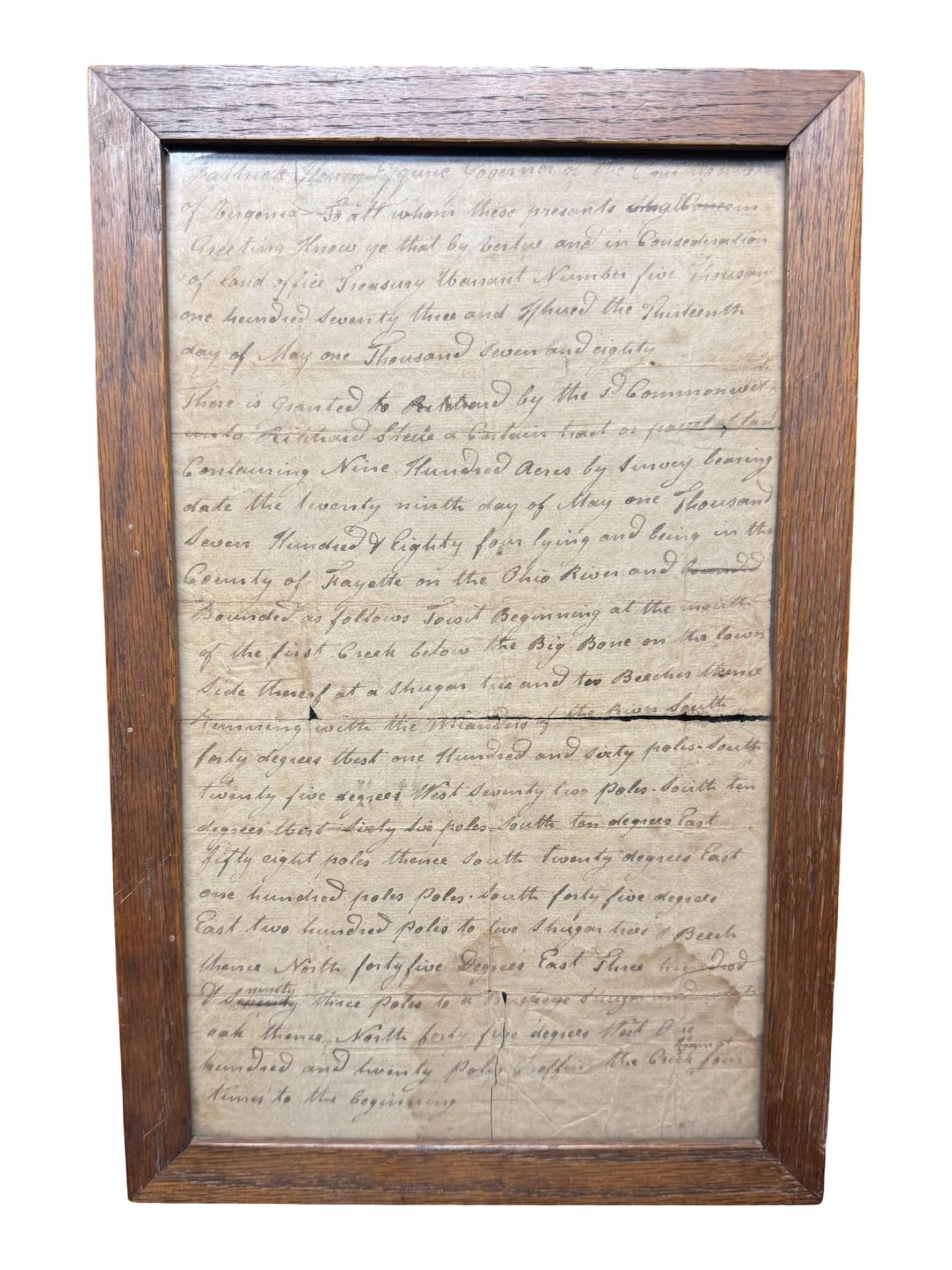 Land Grant Signed by Patrick Henry Dated 1784 (1 of 7)