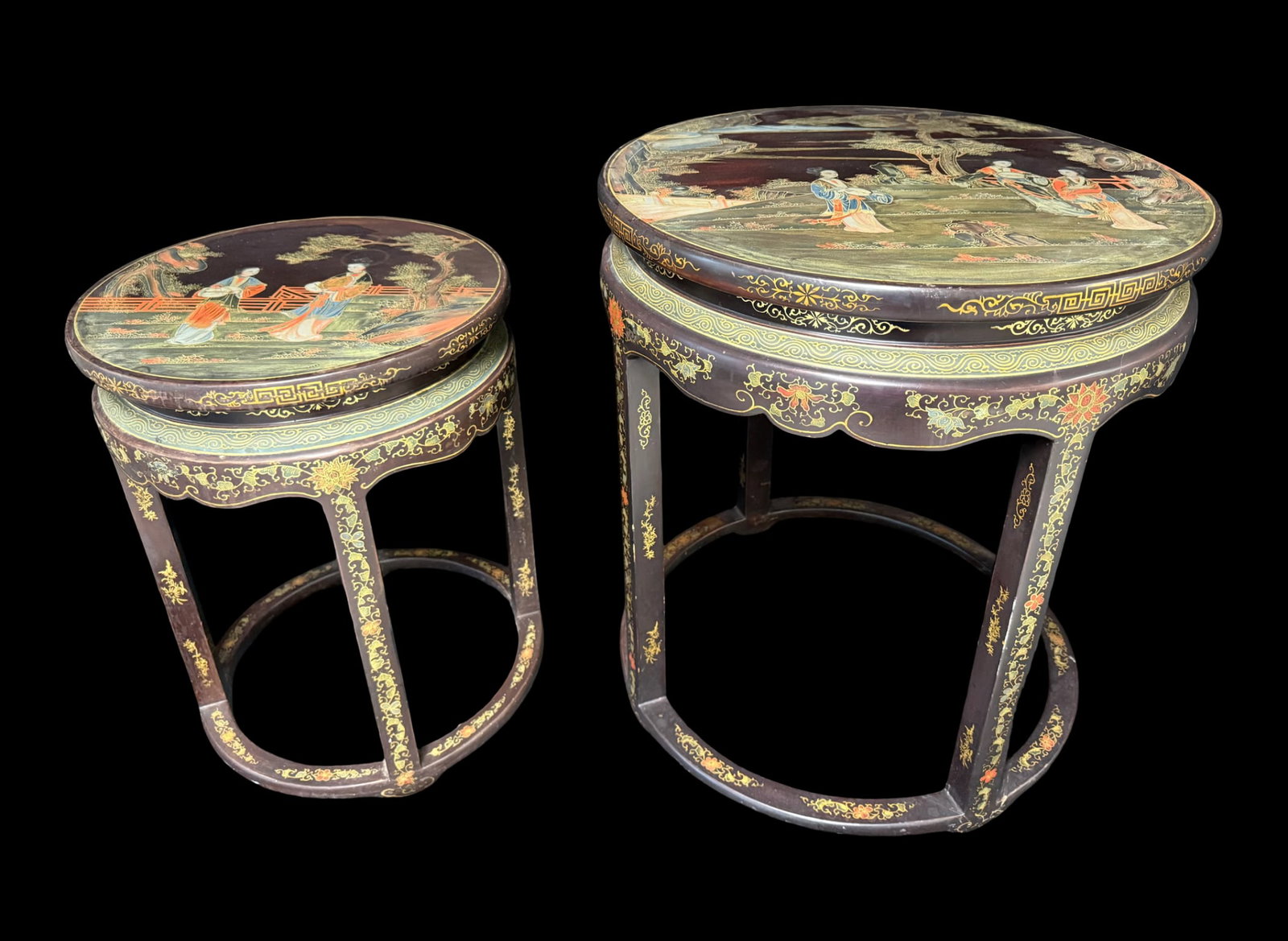 Vintage Chinese Decorated Black Lacquer Tables (1 of 6)