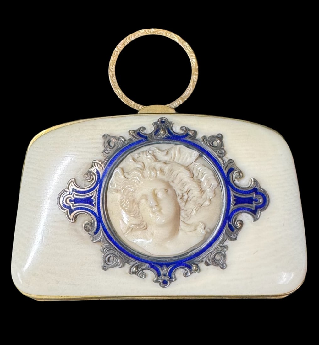 Antique Ivory Cameo Compact/Dance Purse (1 of 3)