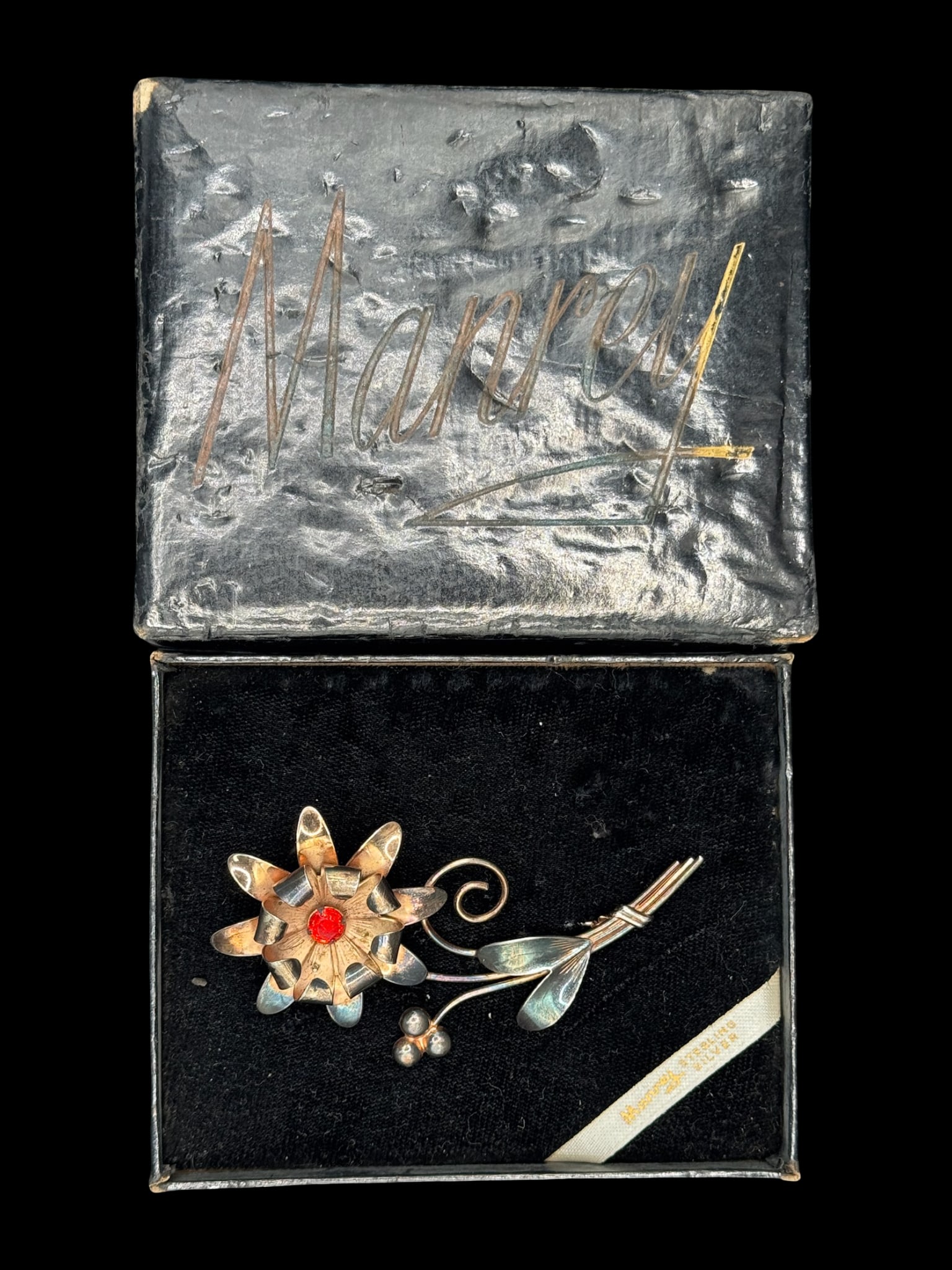Sterling Silver Mid-Century Manrey Flower Brooch (1 of 5)