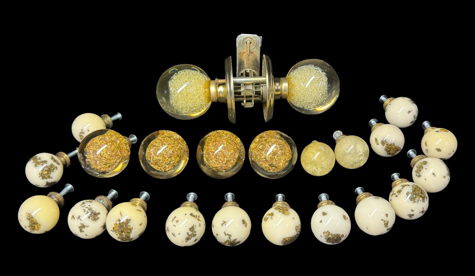 MCM Ruth Richmond Lucite Knob Assortment: This is an assortment of mid-century lucite knobs and pulls. In collaboration with Weiser Hardware, interior designer and contractor Ruth Richmond incorporated her signature style into creating these 