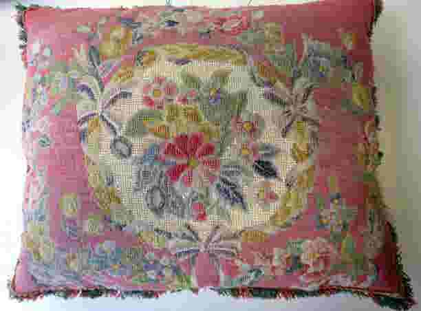 Two needlepoint pillows, early 20th century, good (1 of 7)