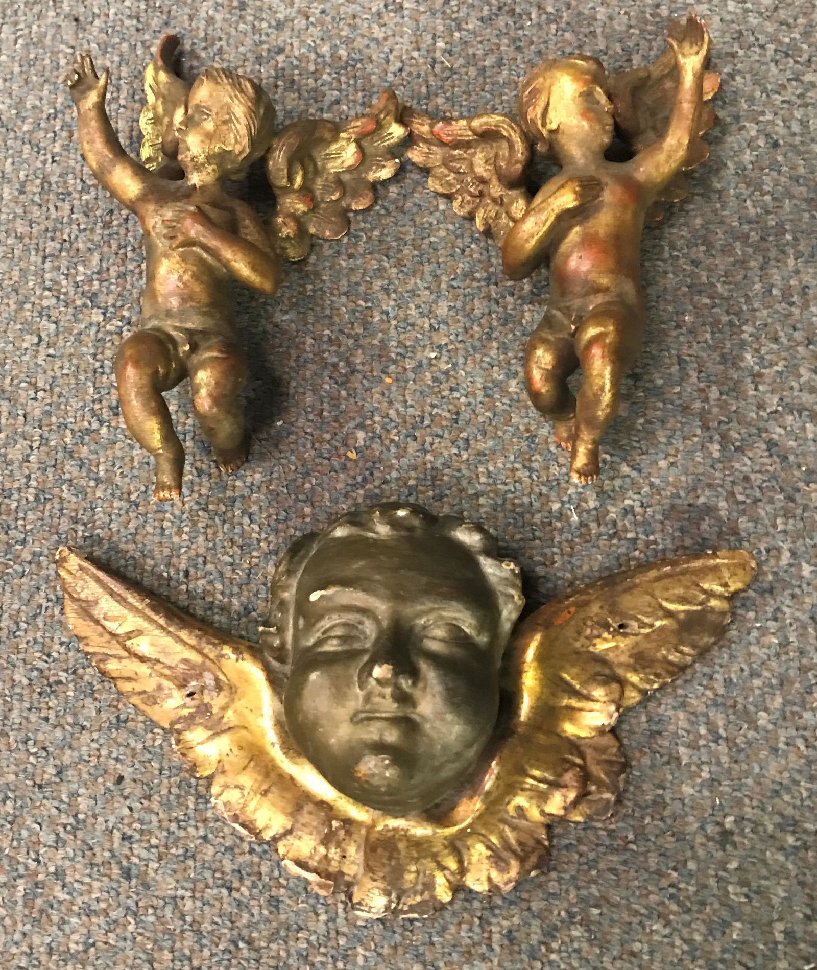 3 Hand Giltwood Carved Cherubs (1 of 1)