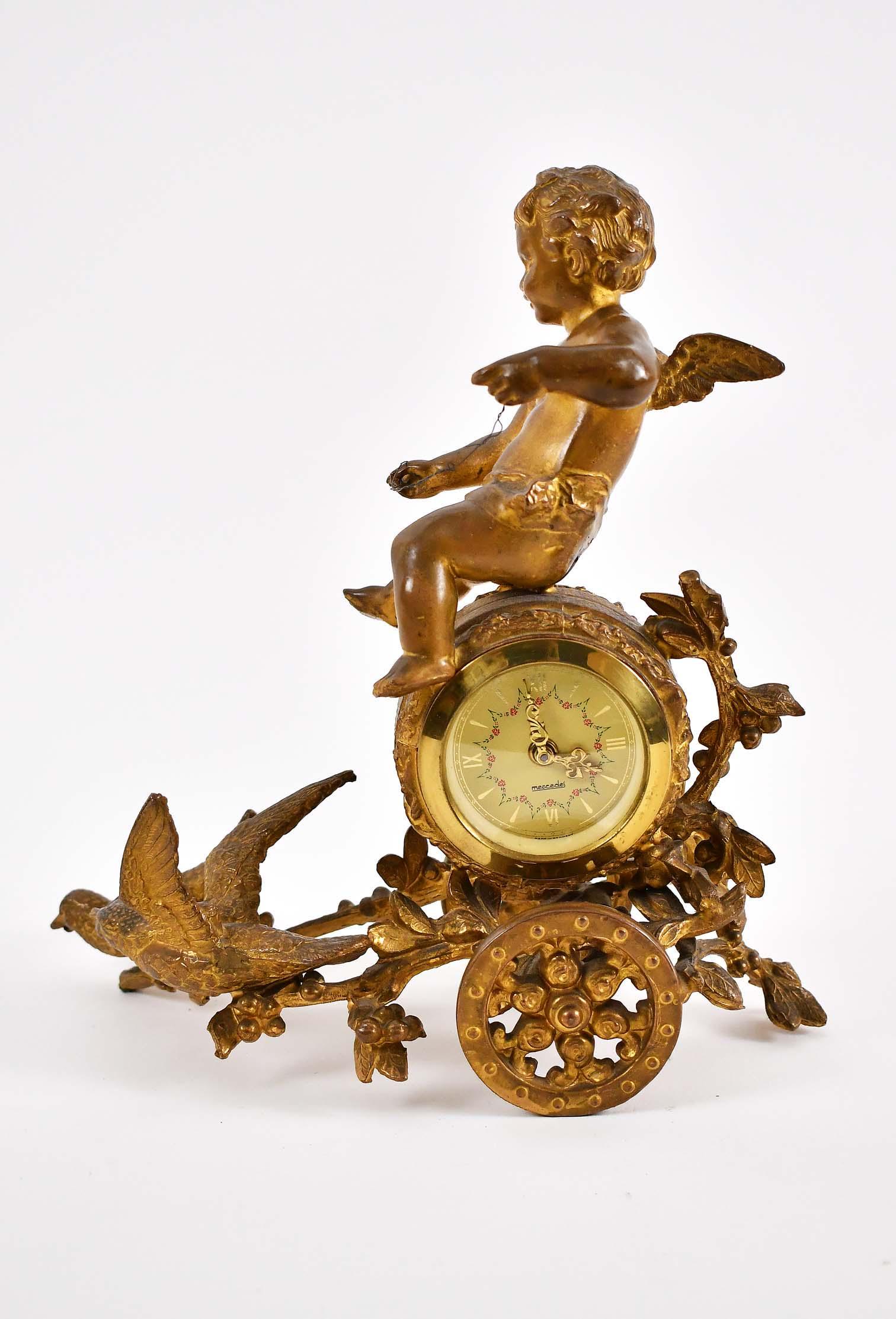 BRASS ROCOCO STYLE FRENCH GILT BRONZE TABLE CLOCK (1 of 5)
