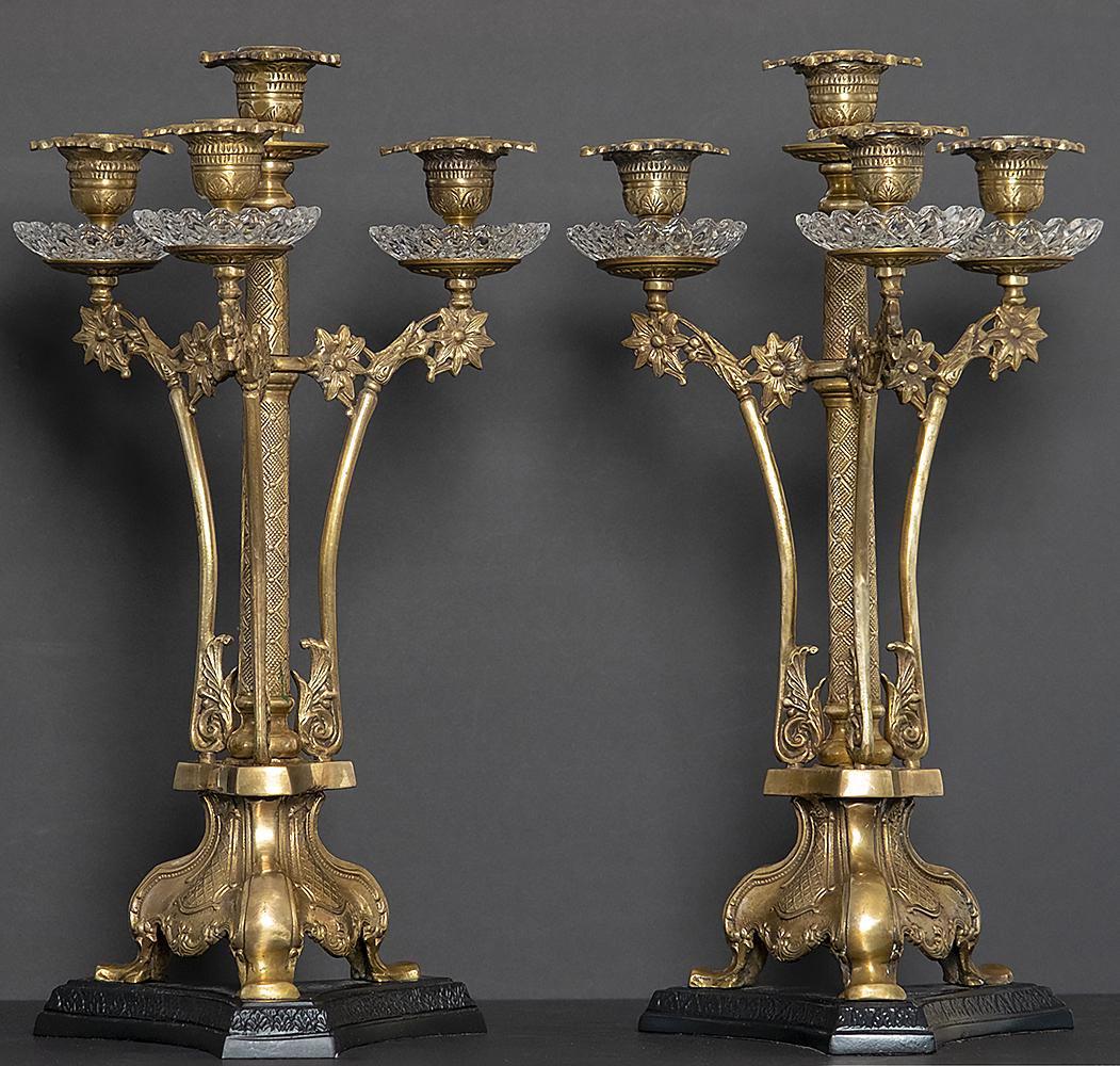 Pair Brass Candelabras, 17"h x 9 1/2"w (1 of 1)