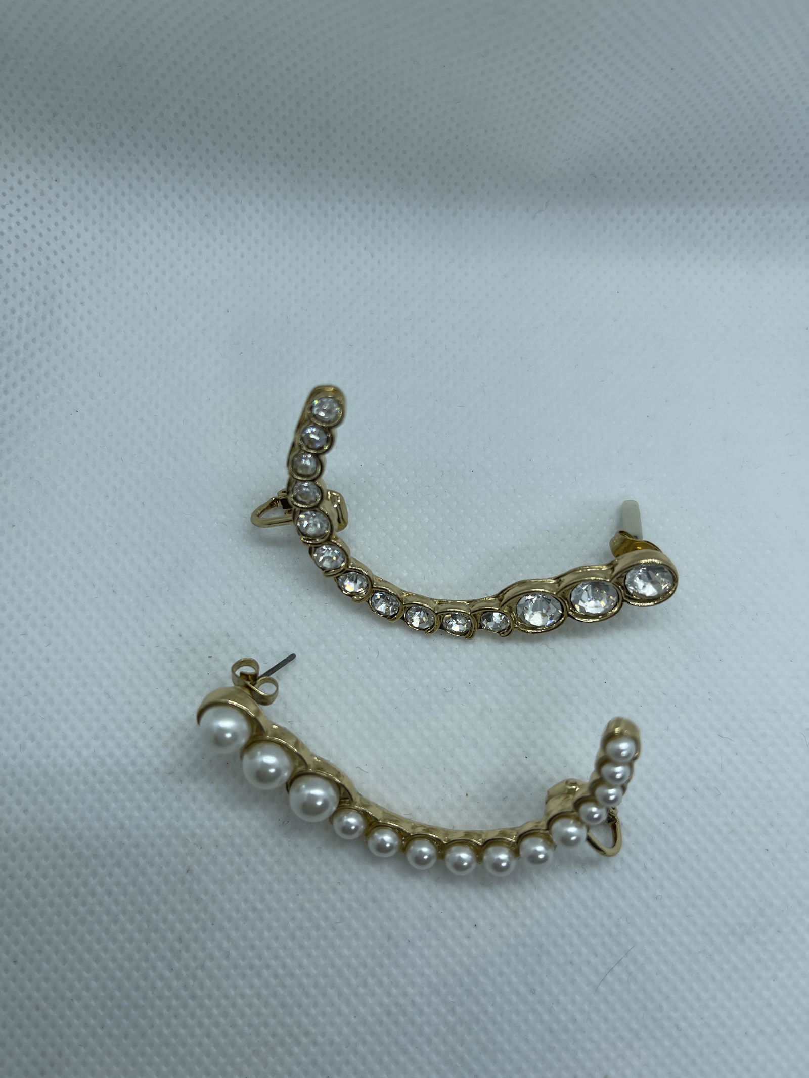 2 Ear Cuffs, Faux Pearl and Rhinestone (1 of 2)