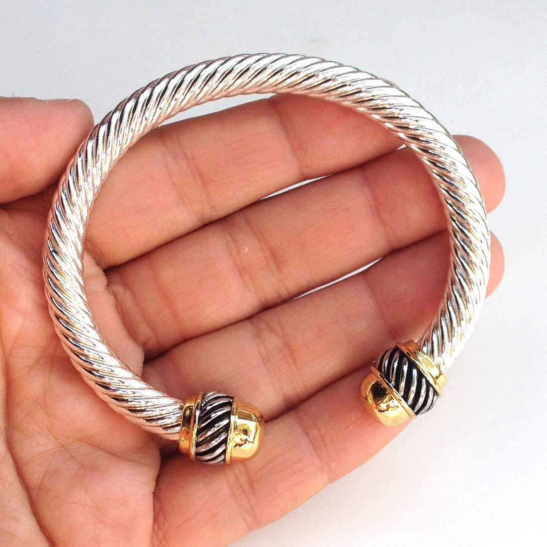 Silver gold tone cable David Yurman Style bracelet (1 of 4)