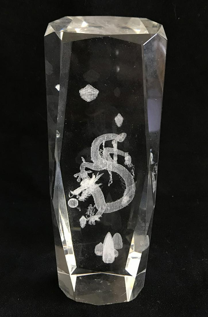 ORIENTAL DRAGON laser art paperweight crystal. (1 of 4)