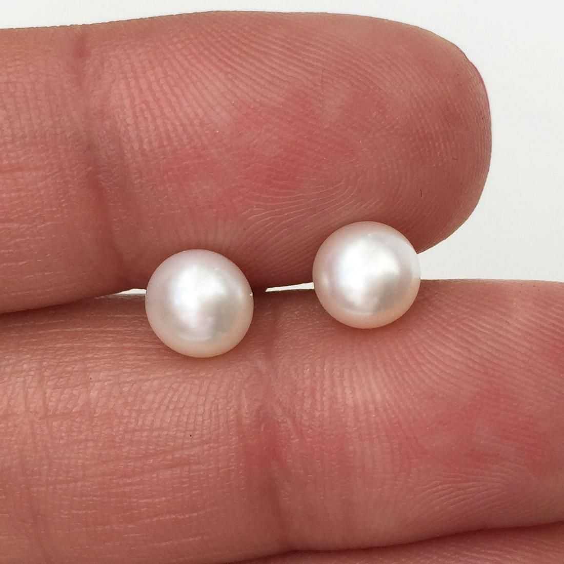 White button pearl push back stud earrings (1 of 3)