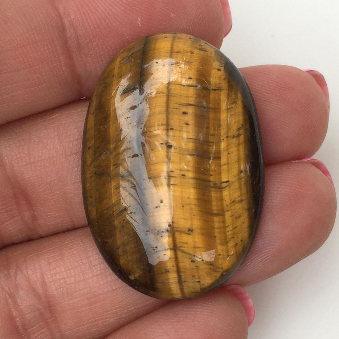 Tiger eye oval flat slab cabochon, weight 38.45 cts (1 of 3)