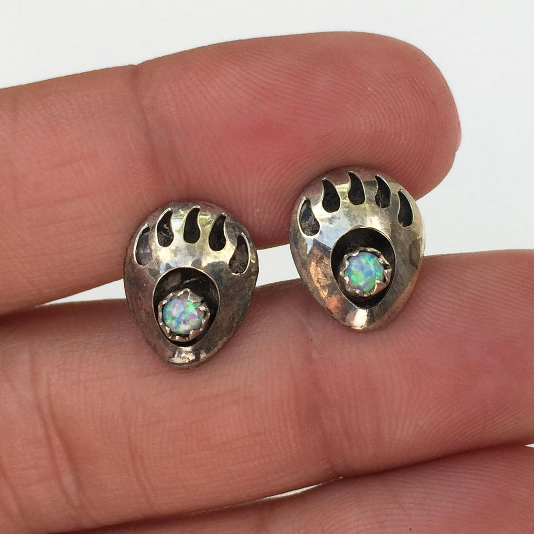 Sterling silver Bear Paw opal push back earrings (1 of 3)