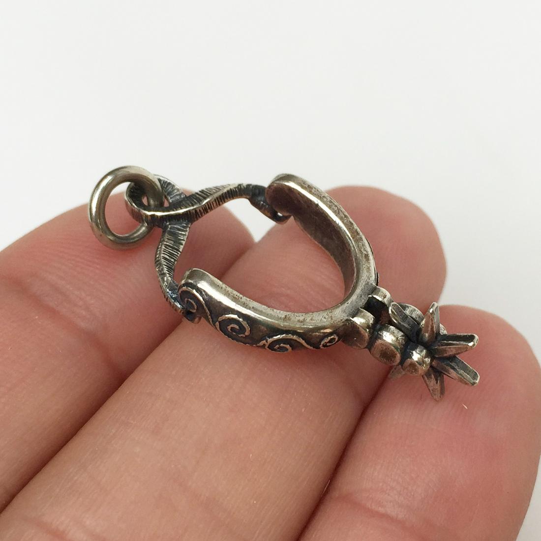 Sterling silver Cowboy moving Spur charm pendant (1 of 5)