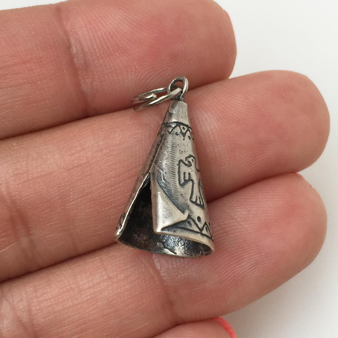 Sterling silver Teepee with eagle charm pendant (1 of 4)