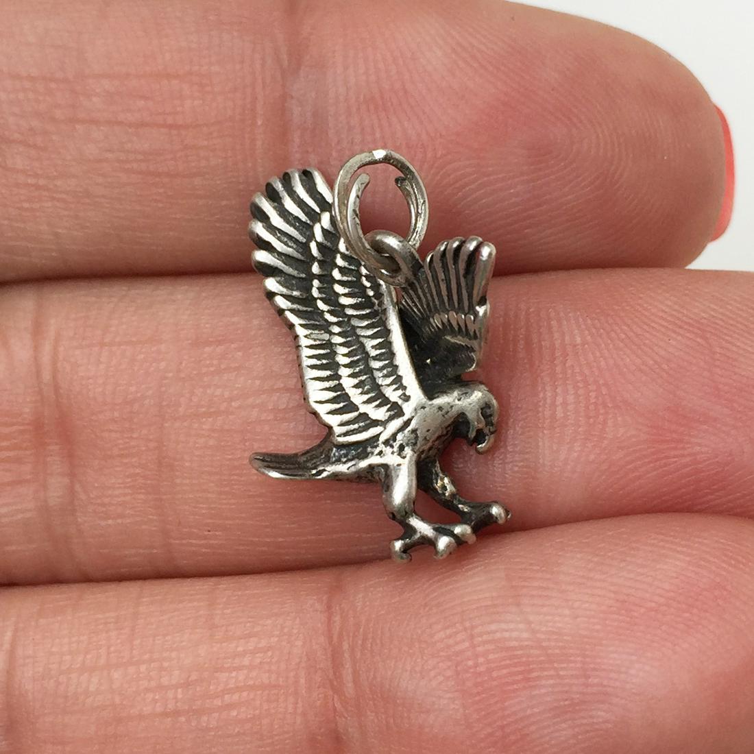 Sterling silver Flying Eagle Bird charm pendant (1 of 3)