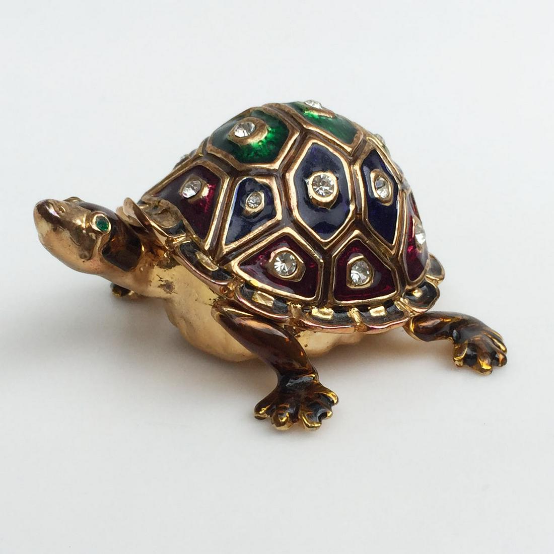 Enamel crystals Turtle jewelry trinket box (1 of 8)